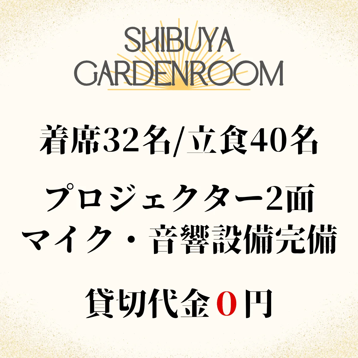 渋谷 貸切パーティー&BBQ会場 ガーデンルーム4F 概要